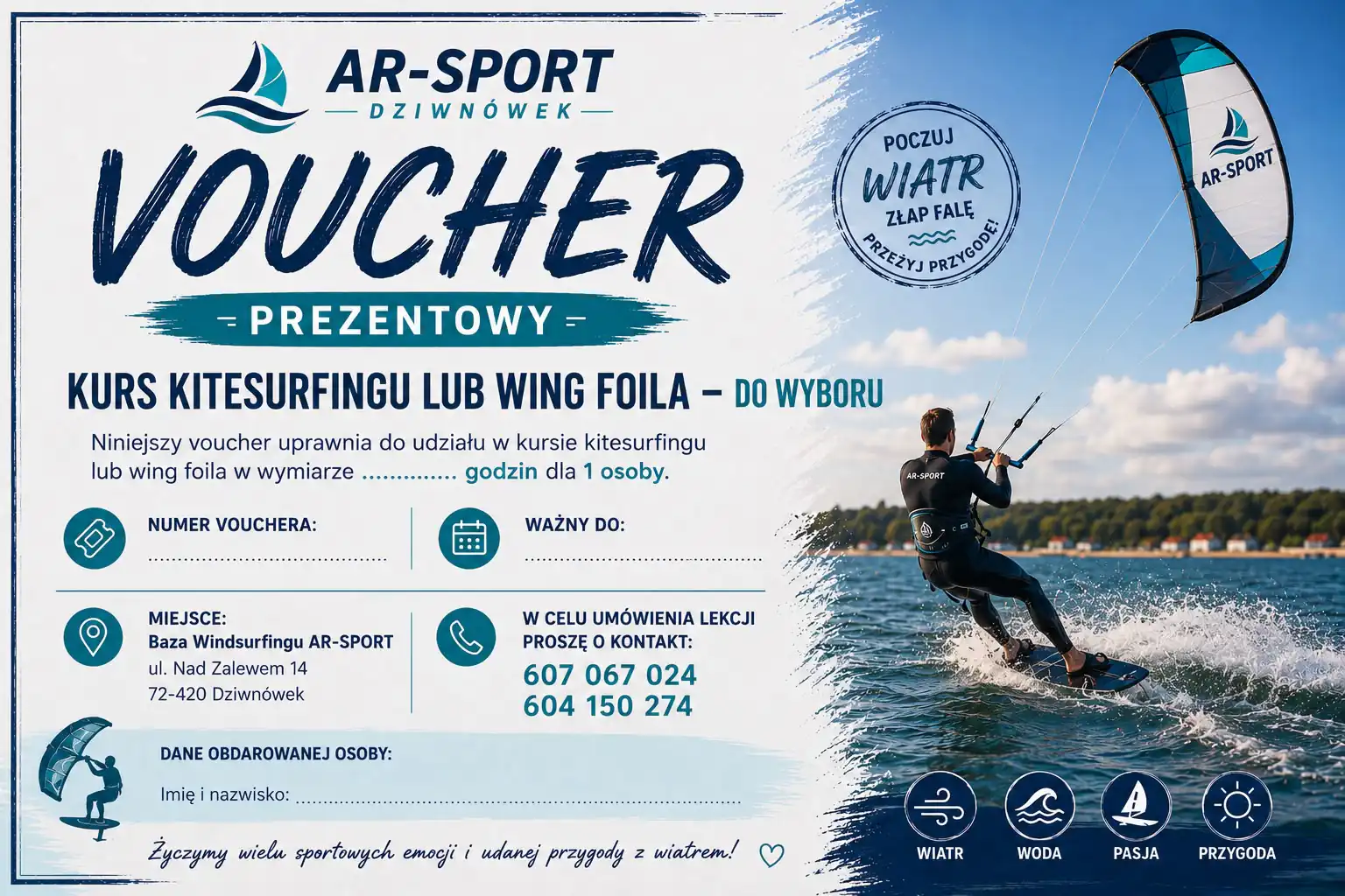 Voucher kurs kitesurfingu wing foila
